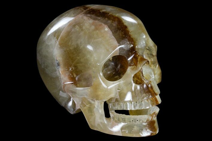 Realistic, Carved Yellow Fluorite Skull #116352